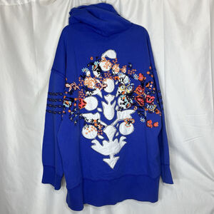 Free People Women's At My Best Embroidered Sweat Hoodie L Oversized Athletic ￼